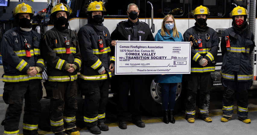 Comox Firefighters donate to Connect Warming Centre