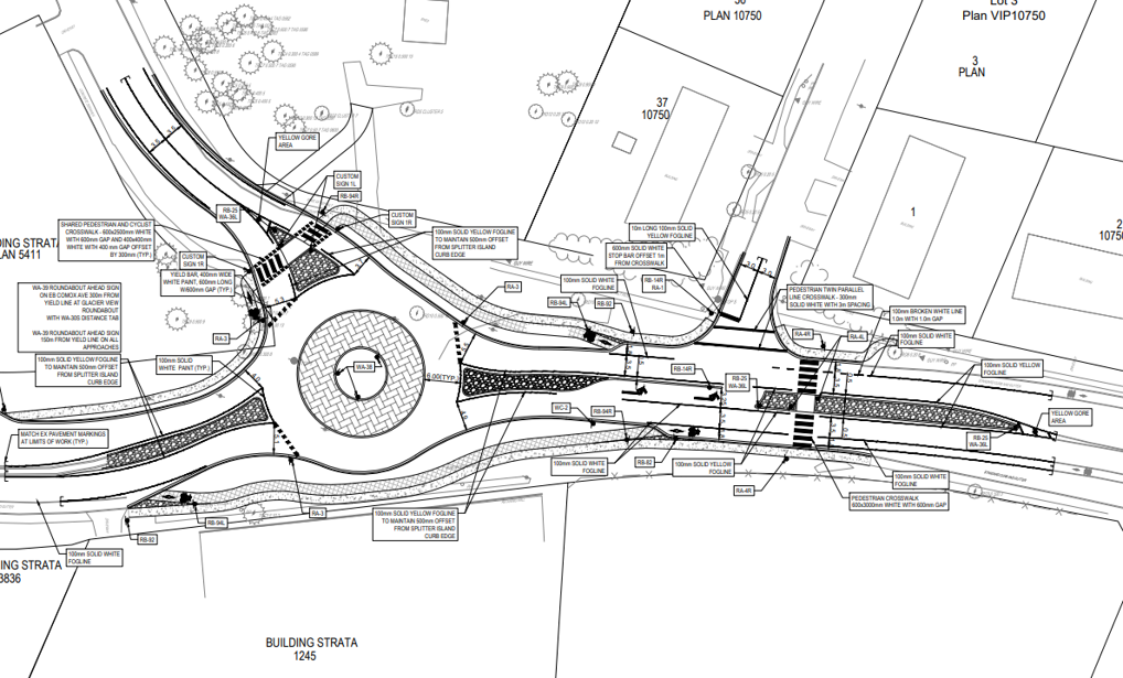 Glacier View Drive and Comox Ave Roundabout 